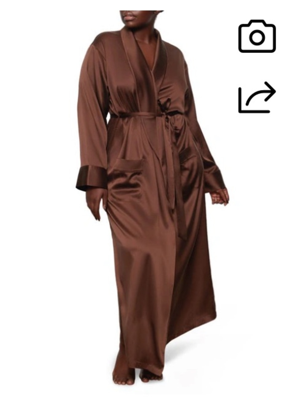 SKIMS Long Stretch 95% Silk Robe Cocoa Rich Brown Luxurious XXS NWT!!